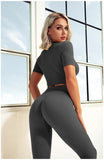 Women 2 Pieces Outfits Ribbed Seamless Yoga -  - Sets