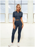 Women 2 Pieces Outfits Ribbed Seamless Yoga -  - Sets