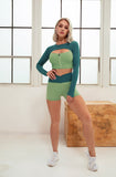 Women Seamless Yoga Outfits 2 Piece Workout Short Sleeve -  - Sets