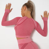 Yogadept hollow out Mesh Breathable Crop Tanks-Long Sleeves -  - CROP TANKS