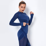 Yogadept hollow out Mesh Breathable Crop Tanks-Long Sleeves -  - CROP TANKS