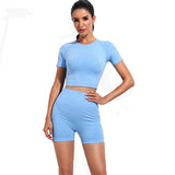 GYM SHORT SLEEVE CROPPED TOPS -  - Sets