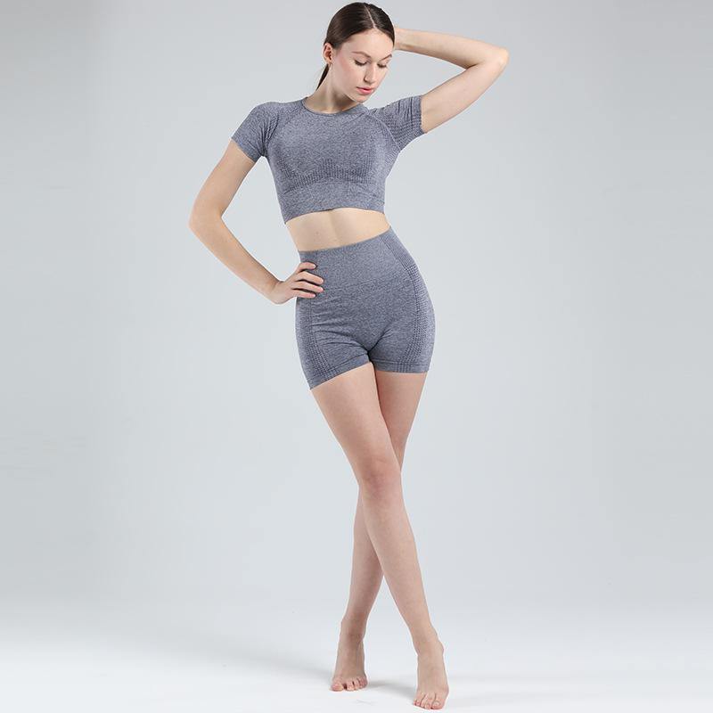 GYM SHORT SLEEVE CROPPED TOPS -  - Sets