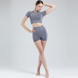 GYM SHORT SLEEVE CROPPED TOPS -  - Sets