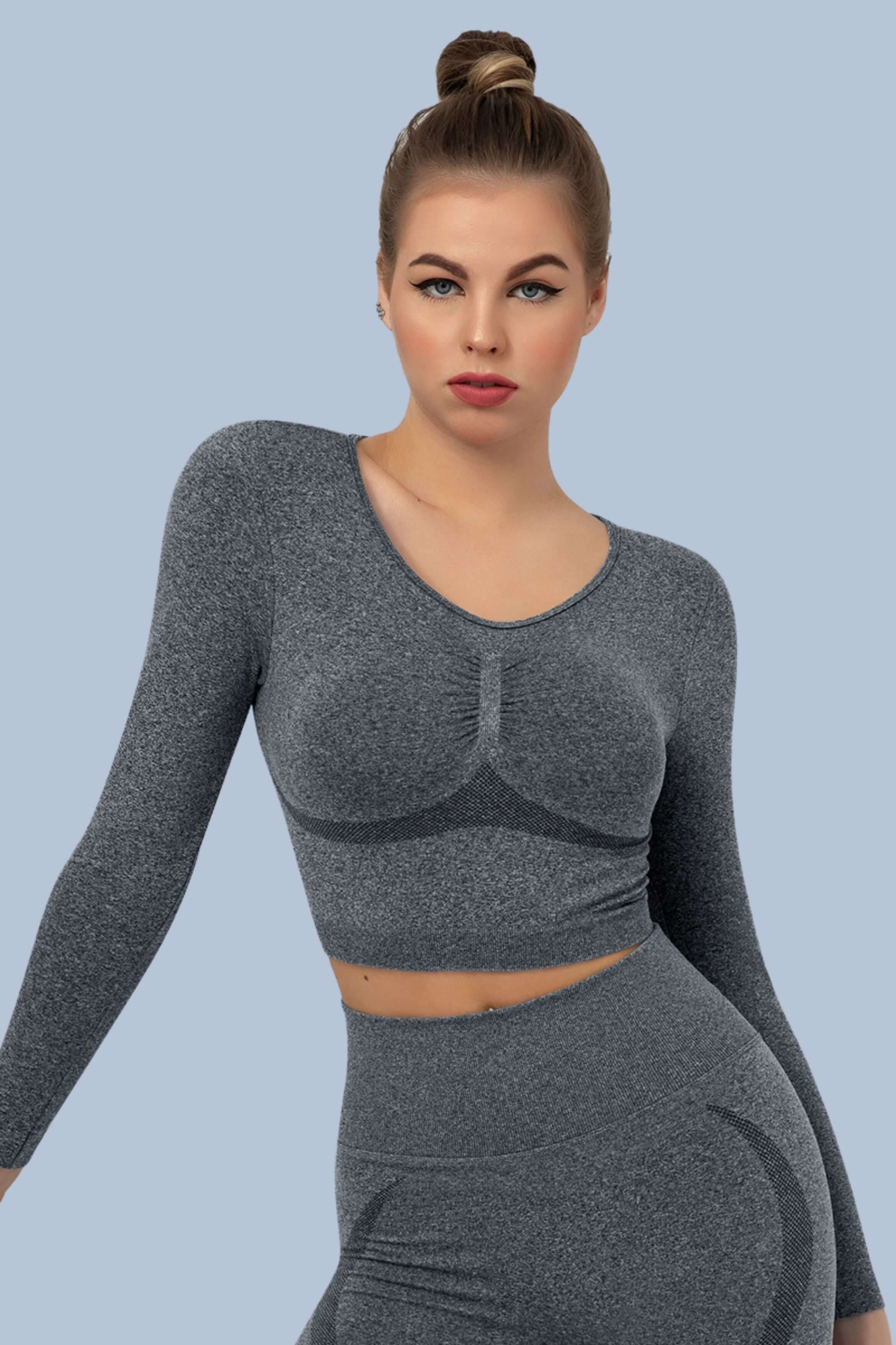 Superfit breathable Seamless Crop Tops Long sleeves