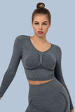Superfit breathable Seamless Crop Tops Long sleeves