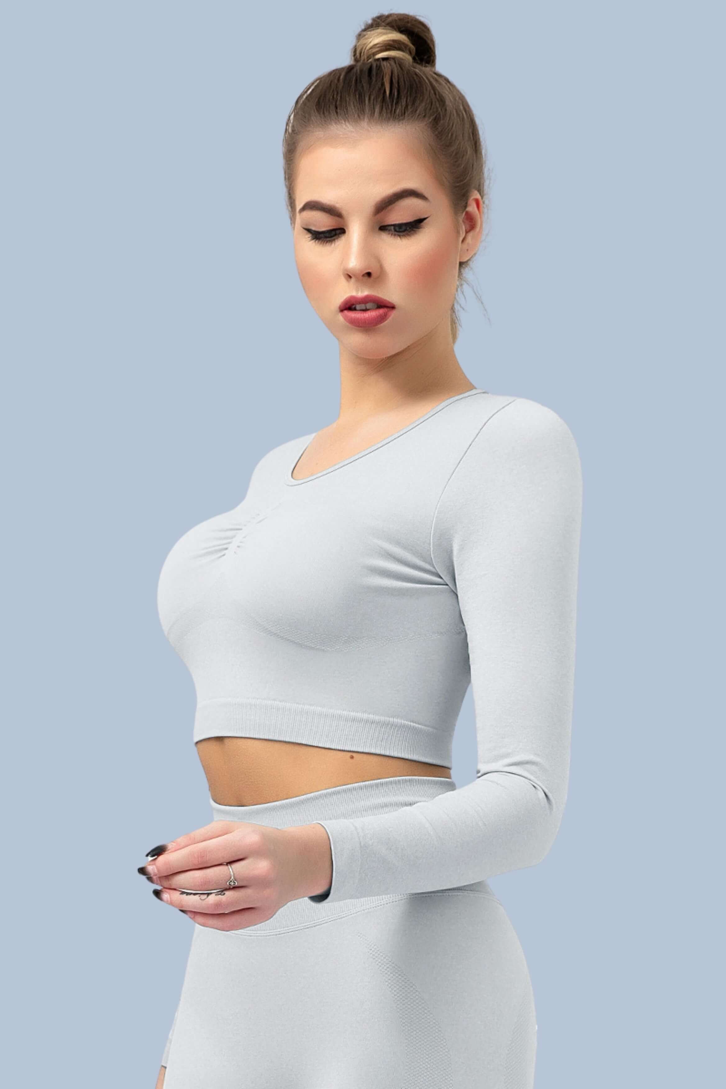 Superfit breathable Seamless Crop Tops Long sleeves
