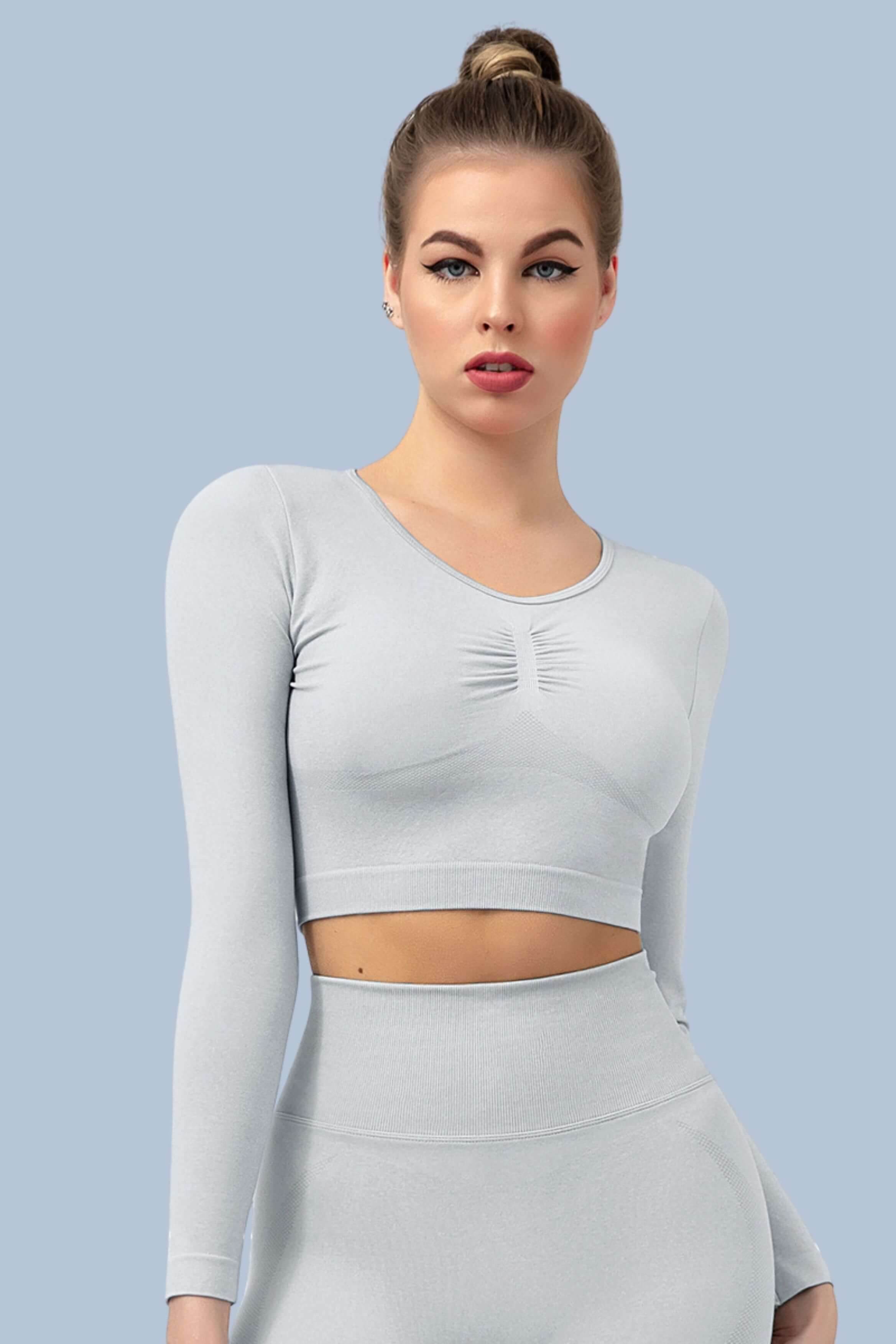 Superfit breathable Seamless Crop Tops Long sleeves