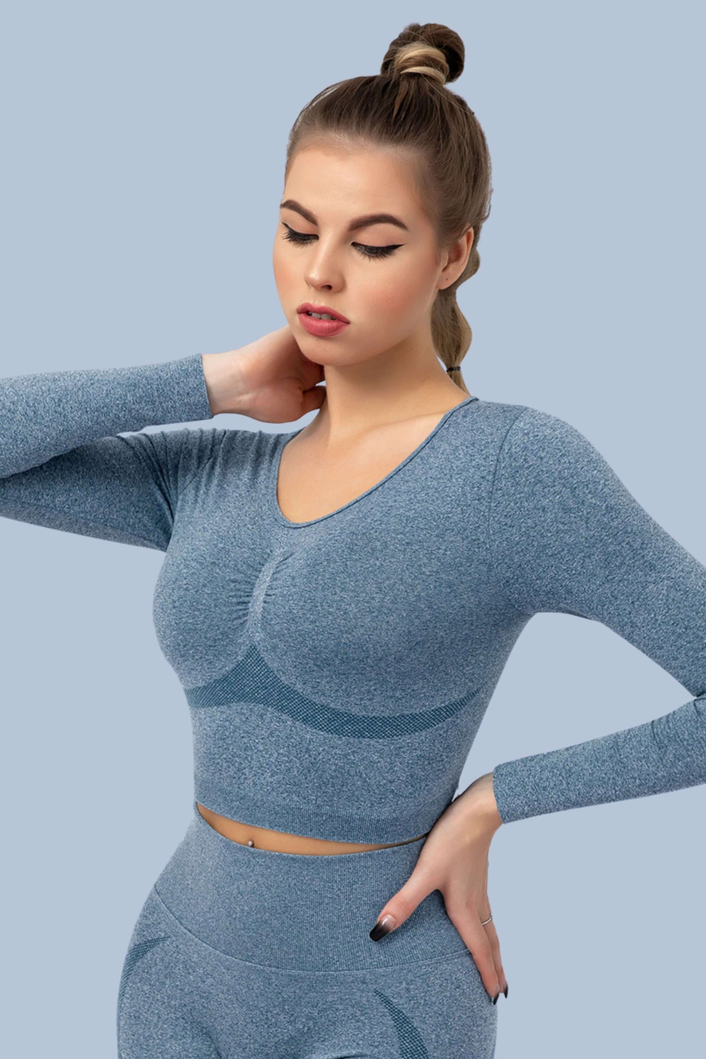 Superfit breathable Seamless Crop Tops Long sleeves