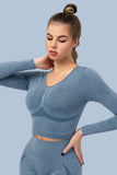 Superfit breathable Seamless Crop Tops Long sleeves