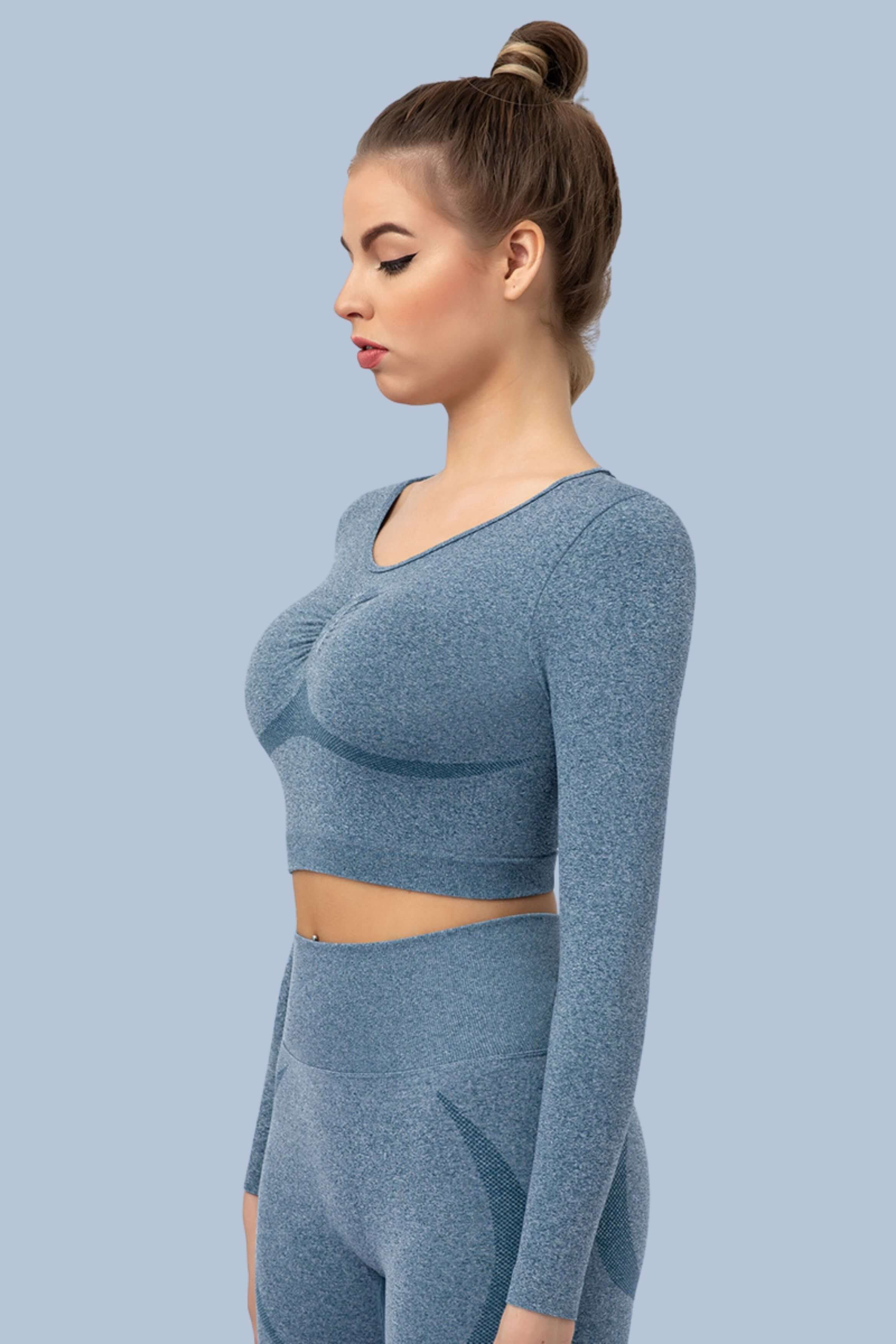 Superfit breathable Seamless Crop Tops Long sleeves