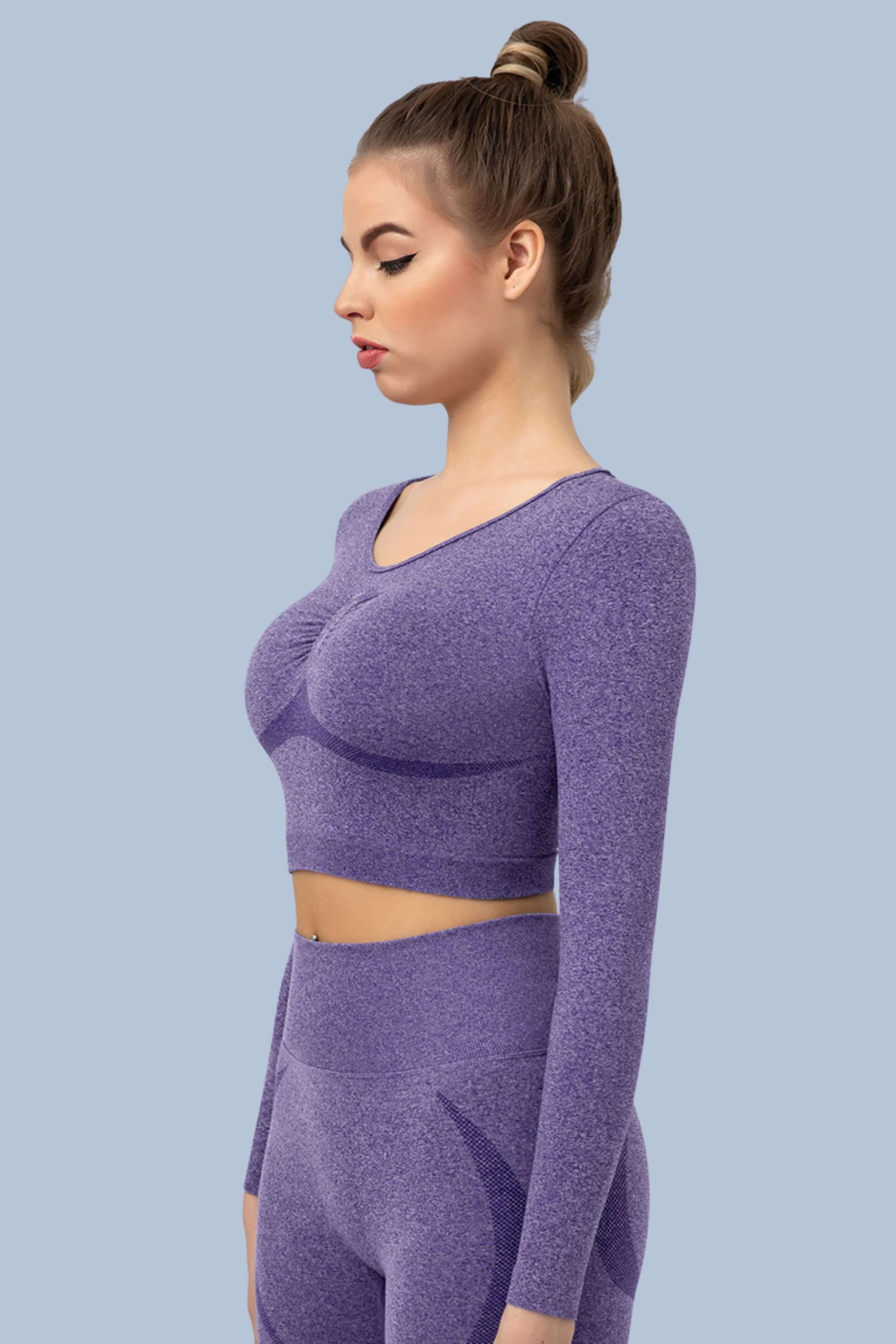 Superfit breathable Seamless Crop Tops Long sleeves