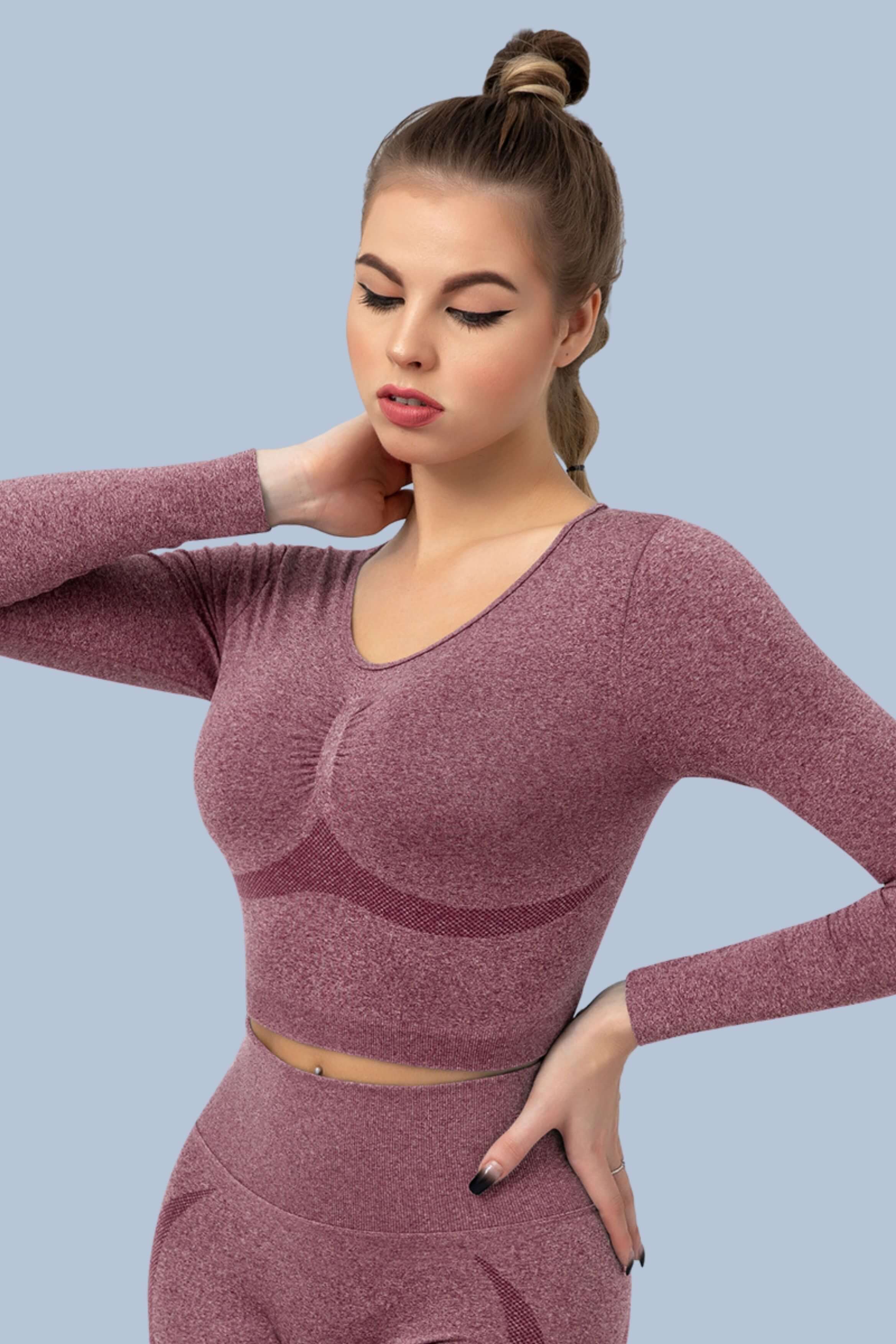Superfit breathable Seamless Crop Tops Long sleeves