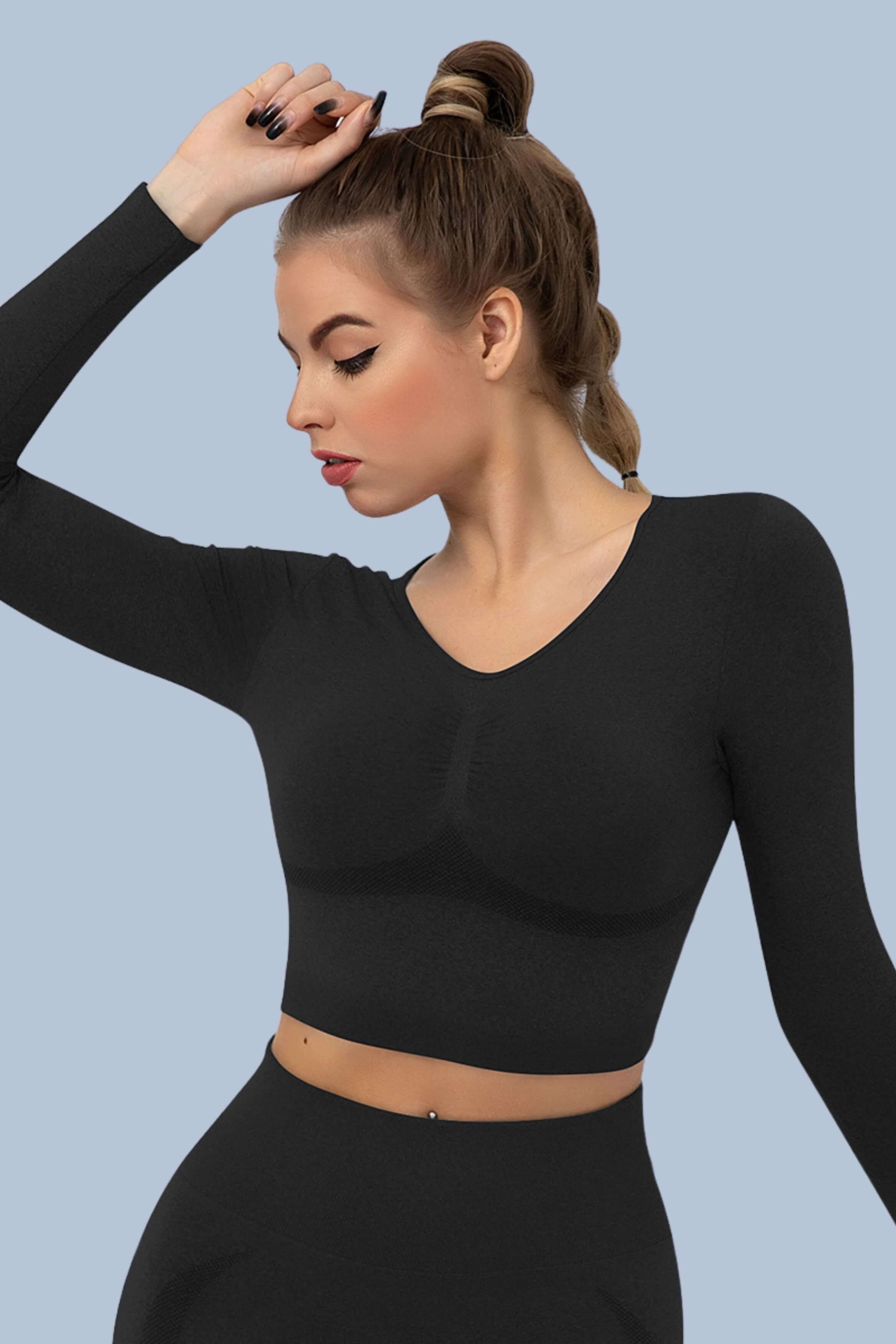 Superfit breathable Seamless Crop Tops Long sleeves