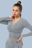 Superfit breathable Seamless Crop Tops Long sleeves