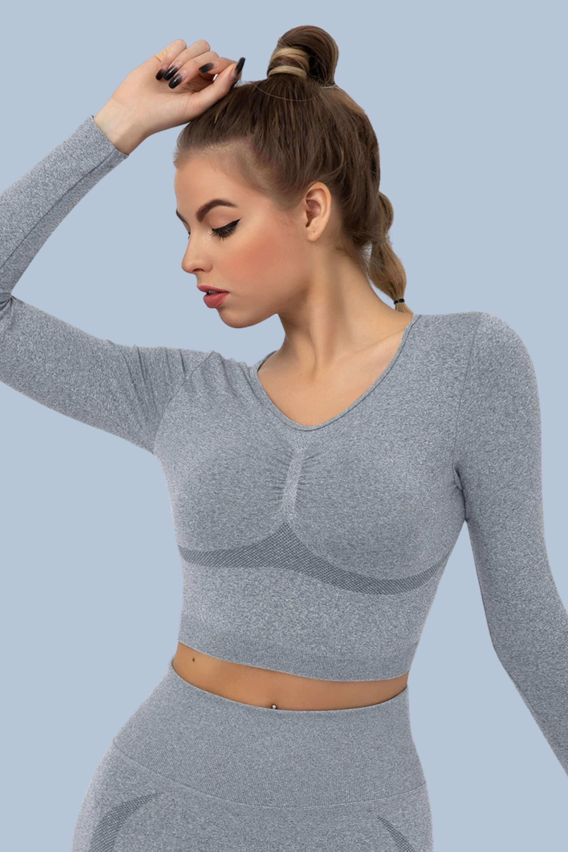 Superfit breathable Seamless Crop Tops Long sleeves