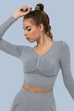 Superfit breathable Seamless Crop Tops Long sleeves
