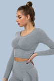 Superfit breathable Seamless Crop Tops Long sleeves