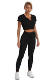 Acid Wash Ribbed Seamless 2 Piece Workout Sets