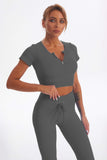 Acid Wash Ribbed Seamless 2 Piece Workout Sets