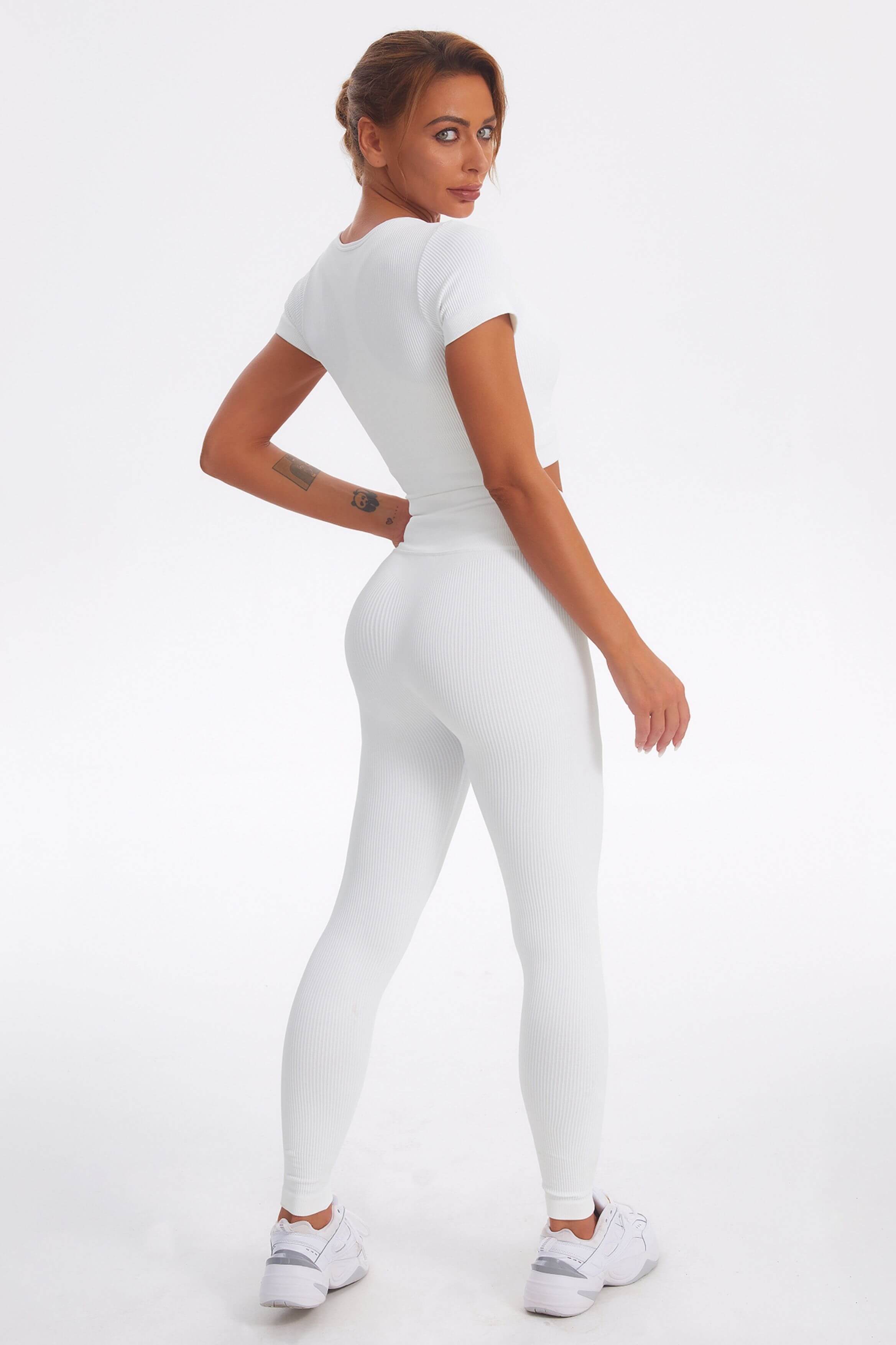 Acid Wash Ribbed Seamless 2 Piece Workout Sets