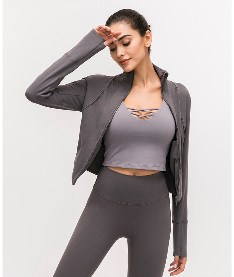 Just A Winner Long Sleeve Fitness Jacket -  - CROP TANKS
