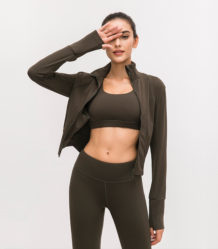 Just A Winner Long Sleeve Fitness Jacket -  - CROP TANKS