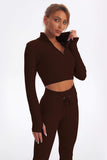 Acid Wash Long sleeves Seamless Ribbed 2 Piece Workout Sets