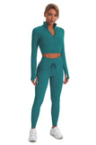 Acid Wash Long sleeves Seamless Ribbed 2 Piece Workout Sets