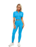 Women 2 Pieces Outfits Ribbed Seamless Yoga -  - Sets