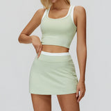 Wholesale Ribbed Yoga Vest With Skirt Set