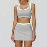Wholesale Ribbed Yoga Bra With Skirt Set