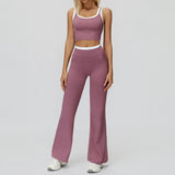 Wholesale Ribbed Yoga Vest With Wide-leg pants Set