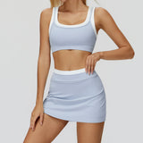 Wholesale Ribbed Yoga Bra With Skirt Set
