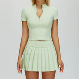 Wholesale Bare Feel Yoga  Short sleeves With Skirt Set