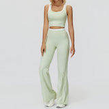 Wholesale Ribbed Yoga Vest With Wide-leg pants Set