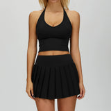 Wholesale Bare Feel Yoga Vest With Skirt Set