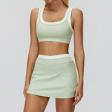 Wholesale Ribbed Yoga Bra With Skirt Set