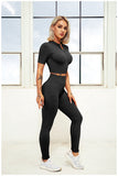 Women 2 Pieces Outfits Ribbed Seamless Yoga -  - Sets