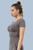 Superfit breathable Workout Crop Tops Short sleeves