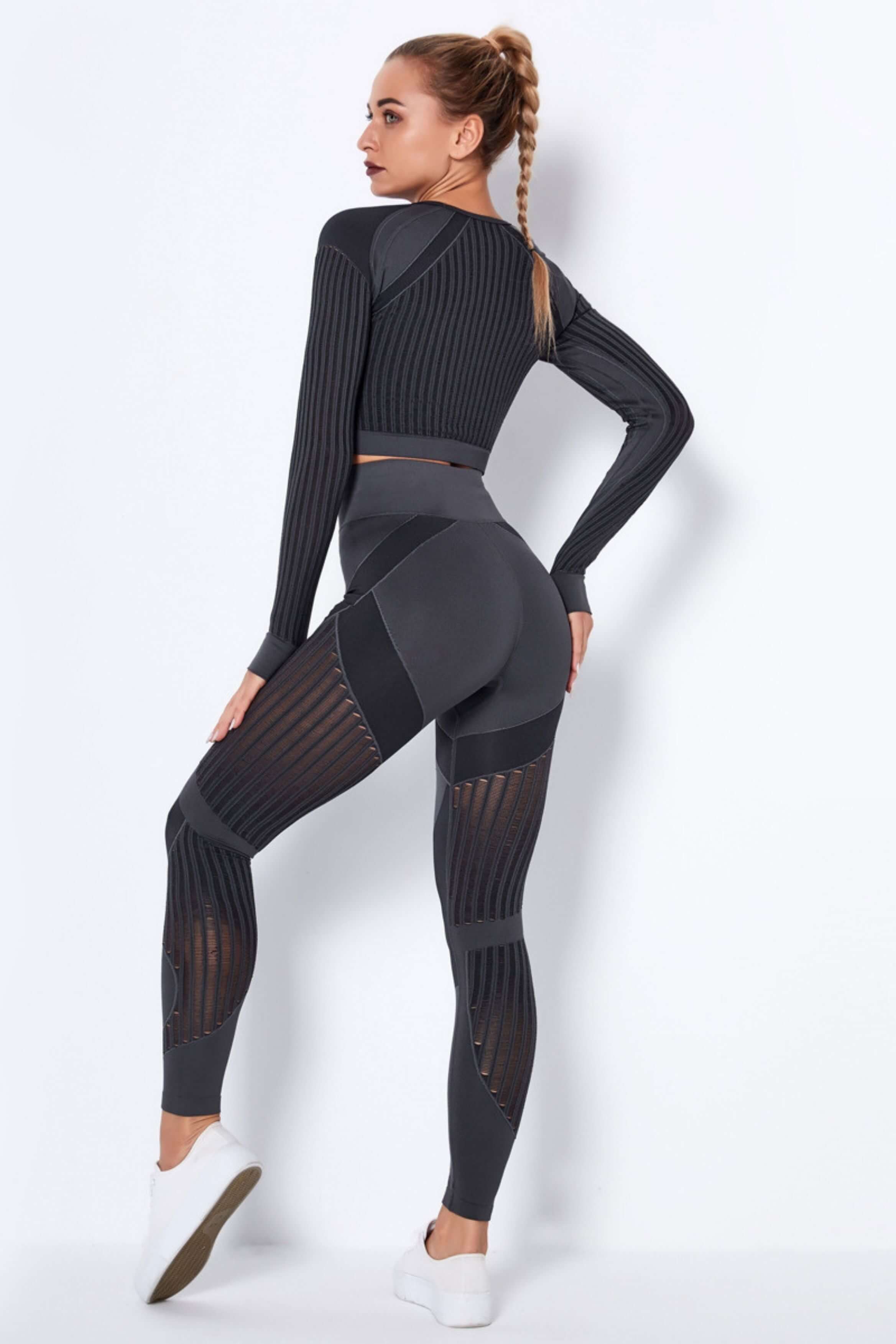 Yogadept hollow out Mesh Workout Set Two Piece