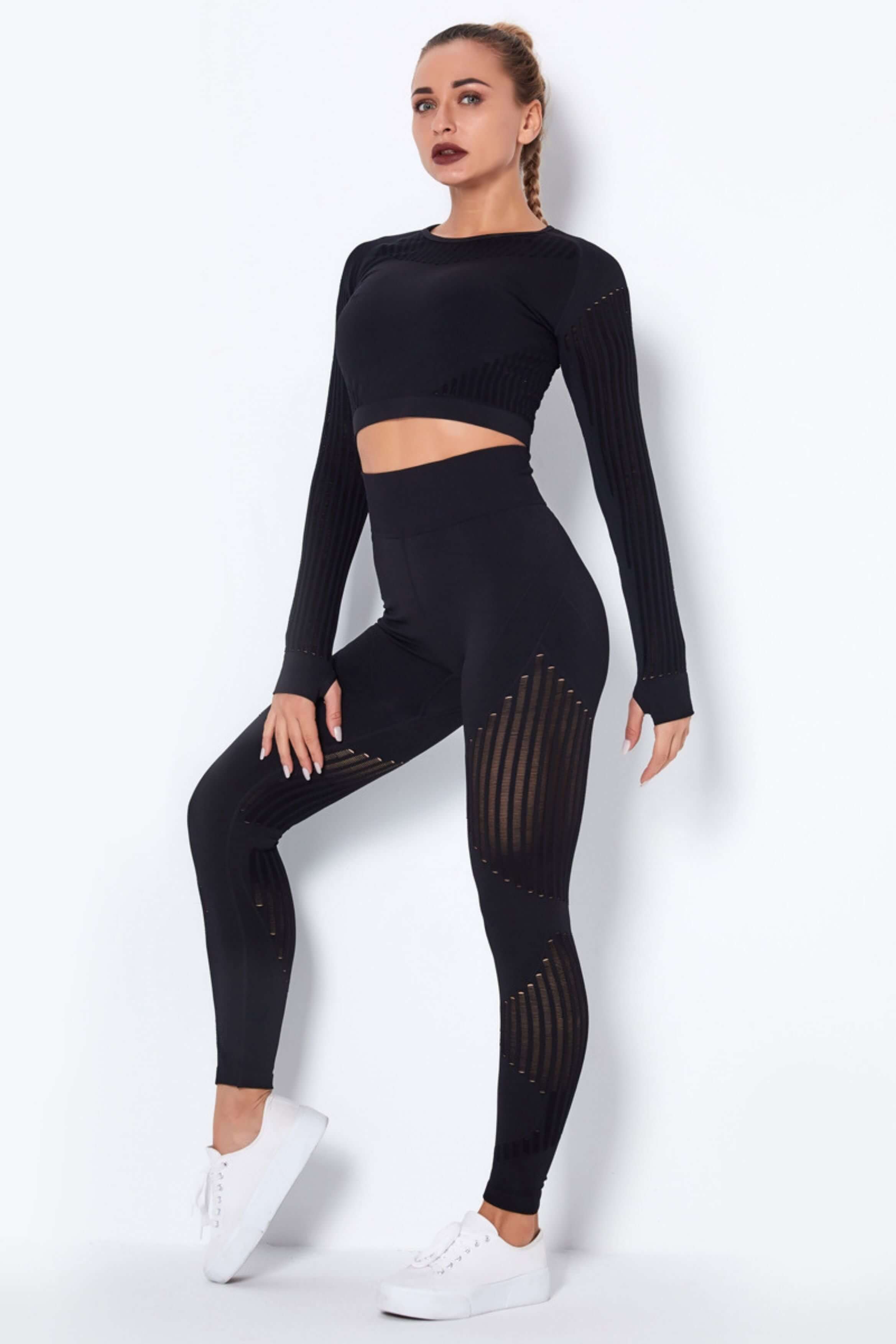 Yogadept hollow out Mesh Workout Set Two Piece