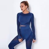 Yogadept hollow out Mesh Breathable Crop Tanks-Long Sleeves -  - CROP TANKS